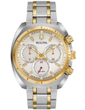 Bulova Mens Curv Chronograph - Two-Tone Case and Bracelet - White Dial - 30m - 98A157