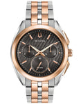 Bulova Mens Curv Chronograph - Two-Tone - Bracelet - Grey Dial - 30m - 98A160