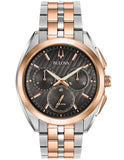 Bulova Mens Curv Chronograph - Two-Tone - Bracelet - Grey Dial - 30m - 98A160