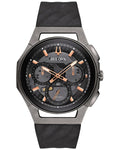 Bulova Mens Curv Chronograph - Steel & Titanium&#44; Black Leather - Exhibition Dial - 98A162