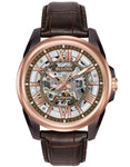 Bulova Mens Automatic - Stainless Steel - Leather Strap - Skeleton Dial - 100m - 98A165_dbc7c629-a148-4a53-8852-dc151921551a