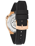 Bulova Mens Automatic Watch - Rose Gold-Tone - Open Dial - Black Strap - 100m - 98A177B