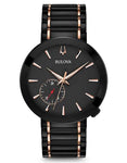 Bulova Mens Latin GRAMMY SE Modern Watch - Black Metal - Rose Gold-Tone - 98A188