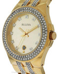 Bulova Mens Swarovski Crystal Gold-Tone Dress Watch - Champagne Dial - 98B174A