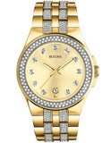 Bulova Mens Swarovski Crystal Gold-Tone Dress Watch - Champagne Dial - 98B174