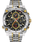 Bulova Mens Chronograph Precisionist - Two-Tone Case/Bracelet - Black Dial - 98B228