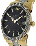 Bulova Mens Crystal Accented Watch - Two-Tone - Black Dial - Date Display - 98B235A