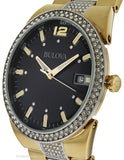 Bulova Mens Crystal Accented Watch - Two-Tone - Black Dial - Date Display - 98B235A