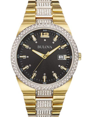 Bulova Mens Crystal Accented Watch - Two-Tone - Black Dial - Date Display - 98B235_1ea0f132-32d2-4885-ab68-38ae8b11df8d