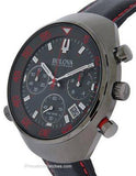 Bulova Mens Accutron II Chrono - Grey Dial w/Red Accents - Black Leather - Date - 98B252A