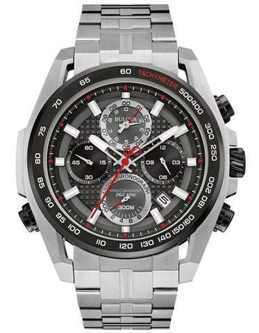 Bulova Mens Precisionist UHF Tachymeter Chronograph - Stainless - Black Dial - 98B270