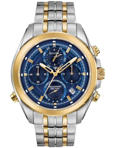 Bulova Mens Precisionist - Two-Tone - Bracelet - Blue Dial - 100m - Date - 98B276