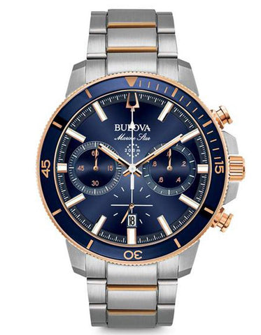 Bulova Mens Marine Star Chronograph - Stainless Steel & Rose Gold-Accents - 200M - 98B301_65ca914d-7569-45a8-91bb-54c5904123db