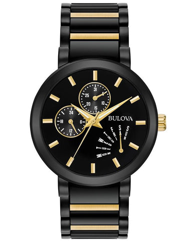 Bulova Mens Classic - Black Stainless Steel - Two-Tone - Bracelet - Day/Date - 98C124