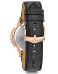 Bulova Swarovski Crystal Mens Watch - Pave Dial - Rose Gold-Tone - Black Strap - 98C125B