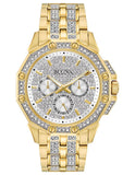 Bulova Swarovski Crystal Mens Watch - Gold-Tone - Bracelet - Pave Dial - 98C126