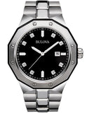 Bulova Mens 8 Diamond Black Dial Marine Star - Date - Stainless Steel - Bracelet - 98D103_3cb86242-df2a-4e00-b267-5e6e6708542a