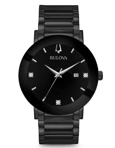 Bulova Mens Modern Diamond Watch - Black Metal - Diamond Markers - Bracelet - 98D144_ad4c05a8-7c49-4170-afd1-fd31f2c5cb59