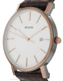 Bulova Mens Rose Gold & Brown Leather Mens Watch - White Dial - Date - 98H51A_a087f07b-c2ef-44c8-8f33-946087e435a7