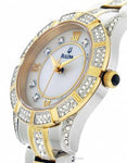 Bulova Ladies Crystal Two-Tone Sport Watch - White Mother-of-Pearl Dial - 98L135A