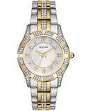 Bulova Ladies Crystal Two-Tone Sport Watch - White Mother-of-Pearl Dial - 98L135