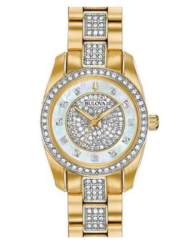 Bulova Womens Crystal Dress Watch - Gold-Tone - Bracelet - Swarovski - MOP - 98L241_002cc82f-458b-4676-8f9d-ef781d0158d3