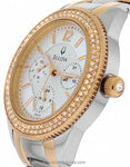 Bulova Crystal Two-Tone Ladies Day/Date Watch - Silver Dial - Steel & Rose Gold - 98N100A