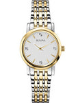 Bulova Ladies Diamonds Dress - Two-Tone Case and Bracelet - Silver Dial - 27mm - 98P115