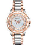 Bulova Diamond Ladies Watch - Mother-of-Pearl - Stainless and Rose Gold-Tone - 98P134