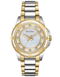 Bulova Diamond Ladies Watch - Mother-of-Pearl - Stainless and Gold-Tone - 98P140