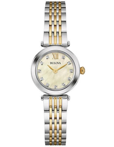 Bulova Womens Diamond Dress Watch - Mother of Pearl - Two-Tone Bracelet - 98P154