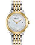 Bulova Womens Diamond Watch - MOP Dial - Stainless - Two-Tone - Bracelet - Date - 98P161