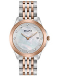 Bulova Womens Diamond Watch - White MOP Dial - Stainless - Two-Tone - Bracelet - 98P162