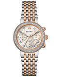 Bulova Ladies 34 Diamond Maiden Lane Chronograph - Stainless & Rose Tone - 98R215