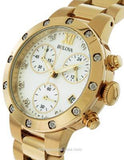 Bulova Ladies 19 Diamond Maiden Lane Chronograph - Gold Tone Link Bracelet - 98R216A