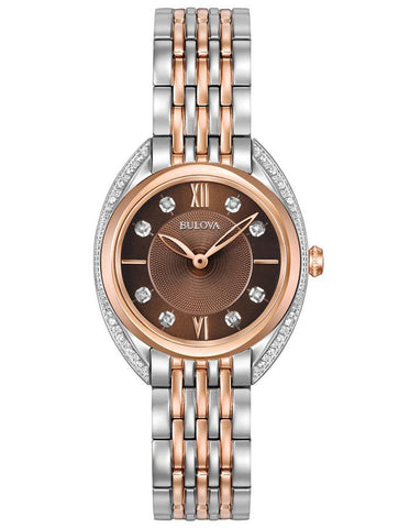 Bulova Womens Diamond Dress Watch - Brown Dial - Two-Tone - Bracelet - 30m - 98R230_3c87e204-8972-4775-9b02-9768a9dbdb96