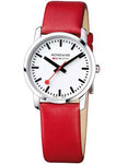 Mondaine Ladies Simply Elegant Watch - Red Leather Strap - White Dial - 30M WR - A400.30351.11SBC