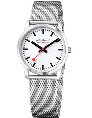 Mondaine Ladies Simply Elegant Watch - White Dial - Mesh  Bracelet - 36mm Case - A400.30351.16SBM