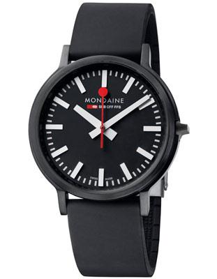 Mondaine Stop 2 Go - Black Case&#44; Leather Strap and Dial - 41mm - A512.30358.64SPB