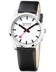 Mondaine Gents Watch - White Dial - Black Leather Strap - 30M WR - 41mm Case - A638.30350.11SBB