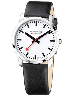 Mondaine Gents Watch - White Dial - Black Leather Strap - 30M WR - 41mm Case - A638.30350.11SBB