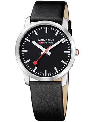 Mondaine Gents Watch - Black Dial and Leather Strap - 41mm Case - 30M WR - A638.30350.14SBB