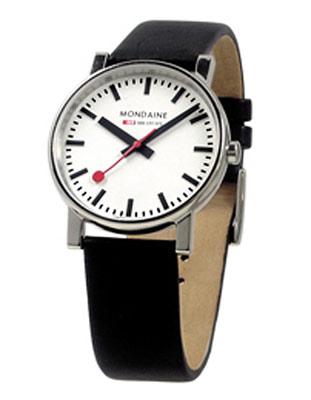 Mondaine Mens Evo 35mm - White Face - Black Leather Strap - A658.30300.11SBB