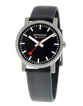 Mondaine EVO Gents Black Dial - Black Leather Strap - Brushed 35mm Case - A658.30300.14SBB