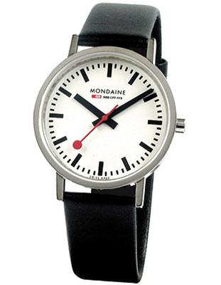 Mondaine Mens Classic Swiss Railways Watch 35mm - White Dial - Black Leather - A660.30314.11SBB