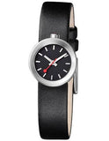 Mondaine Ladies Aura Black Watch - Black Dial w/ Genuine Leather - Mesh Bracelet - A666.30324.14SBB