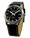 Mondaine Sport - Gents Day/Date - Stainless - Black Dial - Black Leather Strap - A667.30308.19SBB