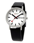 Men's Classic Day/Date by Mondaine - Stainless - White Dial - Black Leather - A667.30314.11SBB