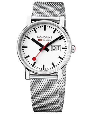 Mondaine Evo Ladies Big Date Watch - White Dial - Steel Case and Mesh Bracelet - A669.30305.11SBM