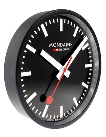 Mondaine Round Wall Clock - Black Dial - Black Metal Case - A990.CLOCK.64SBB